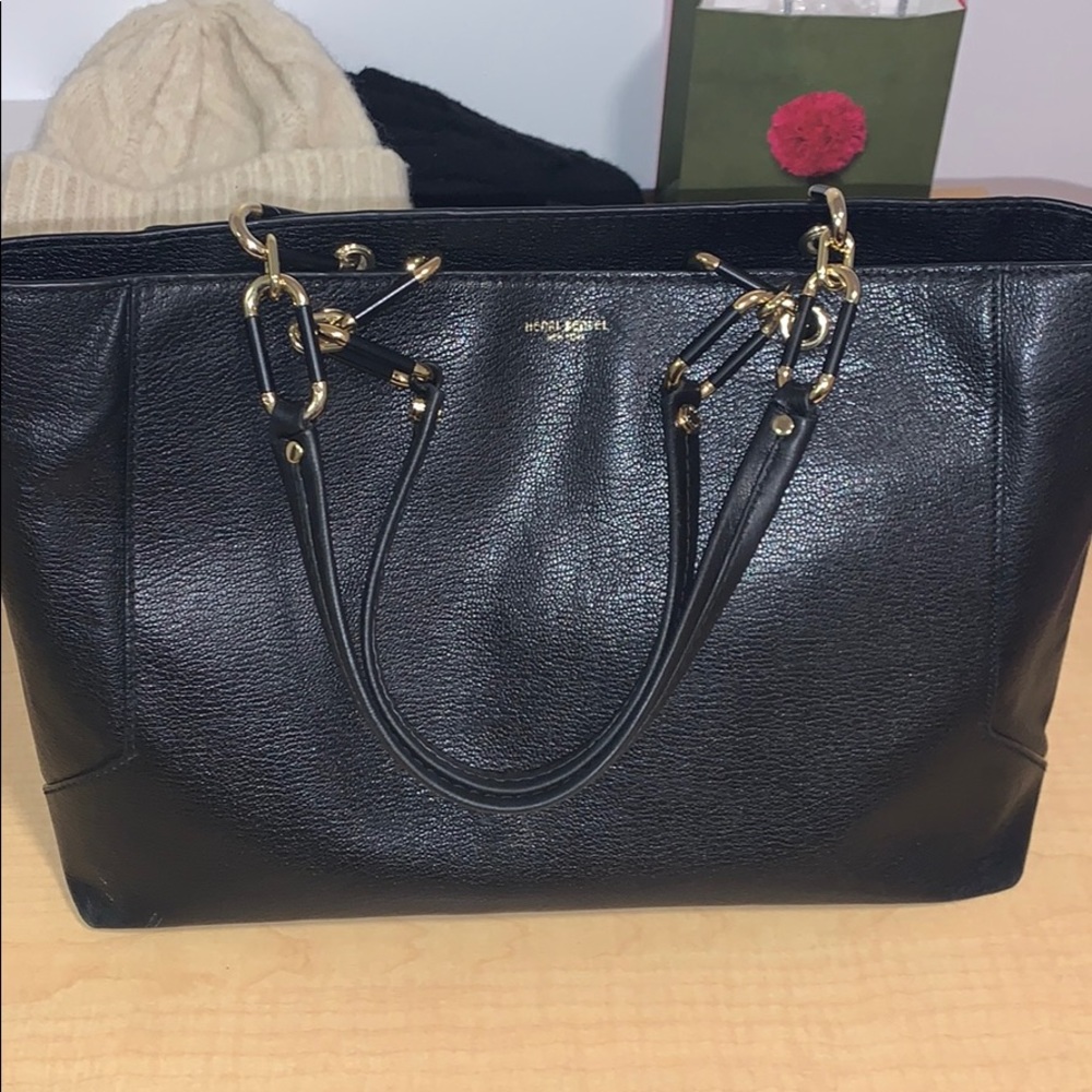 Henri Bendel Black Leather Tote Bag